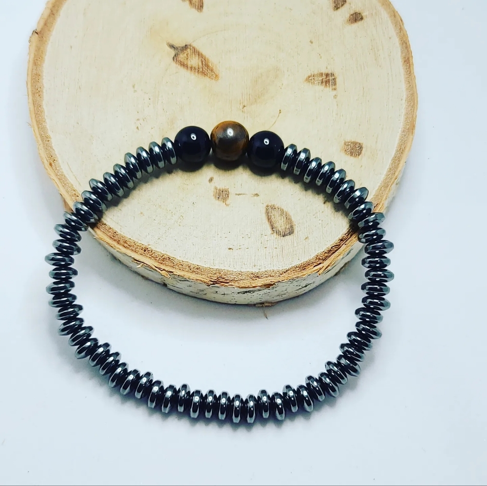 Hematite, Tiger Eye Unisex bracelet